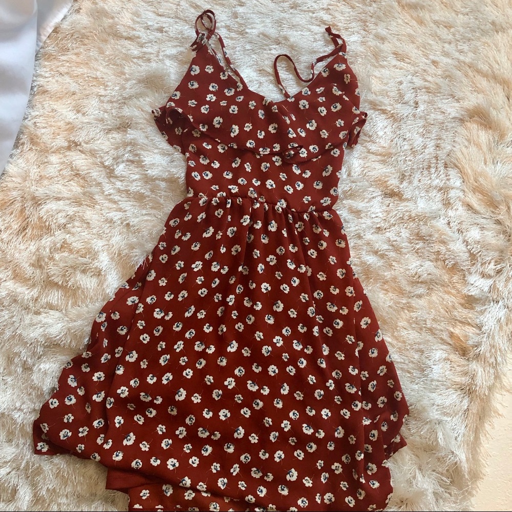 Burnt Orange Floral Dress - Xhilaration - Size S